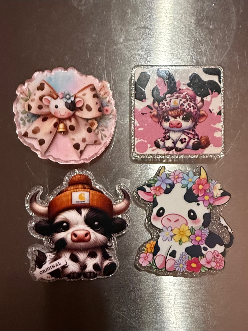 Cute Cow and Bow magnet Set - Floral & Pastel Designs